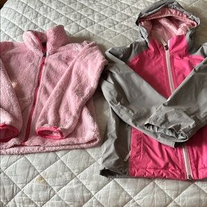 The North Face Pink and Gray Kids Jackets